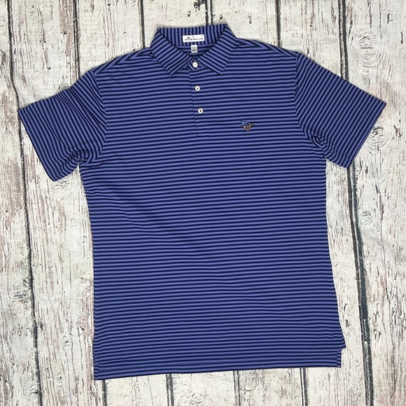 Peter Millar Purple Striped Mens Golf Polo Tennis Preppy Country Club Shirt - Picture 1 of 5